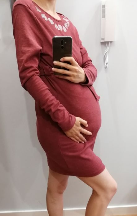 Bordowa ciążowa sukienka TXM sportowa M