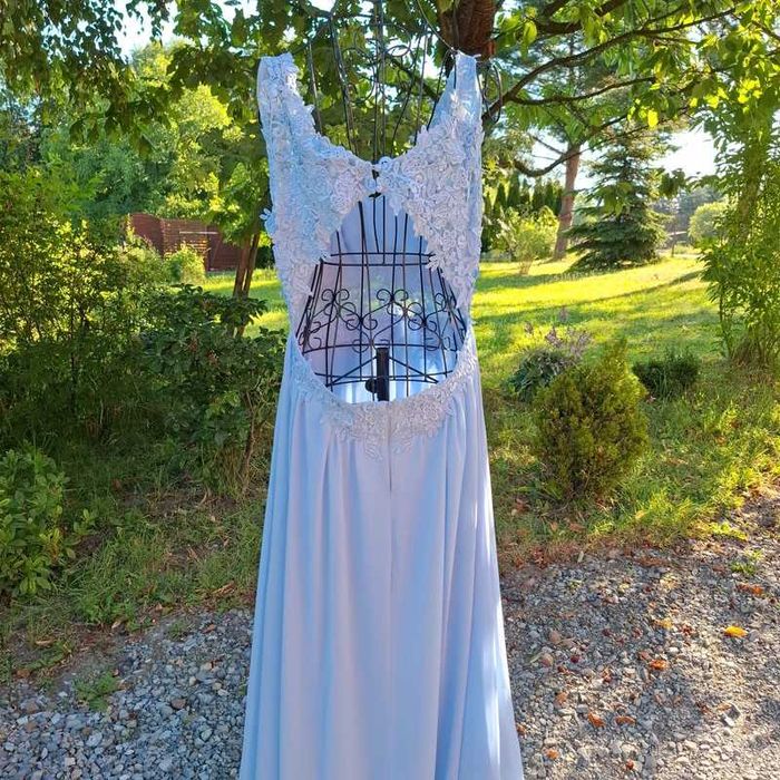 Długa Maxi Suknia błękitna jasnoniebieska baby blue r 42 Apart