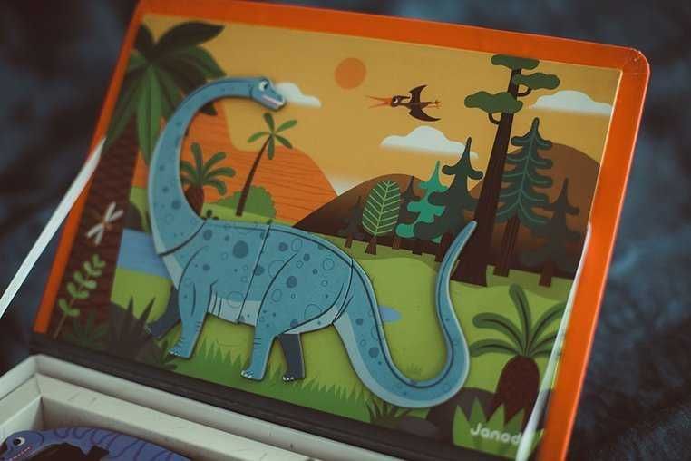 DINOZAURY układanka magnetyczna puzzle Magnetibook Janod