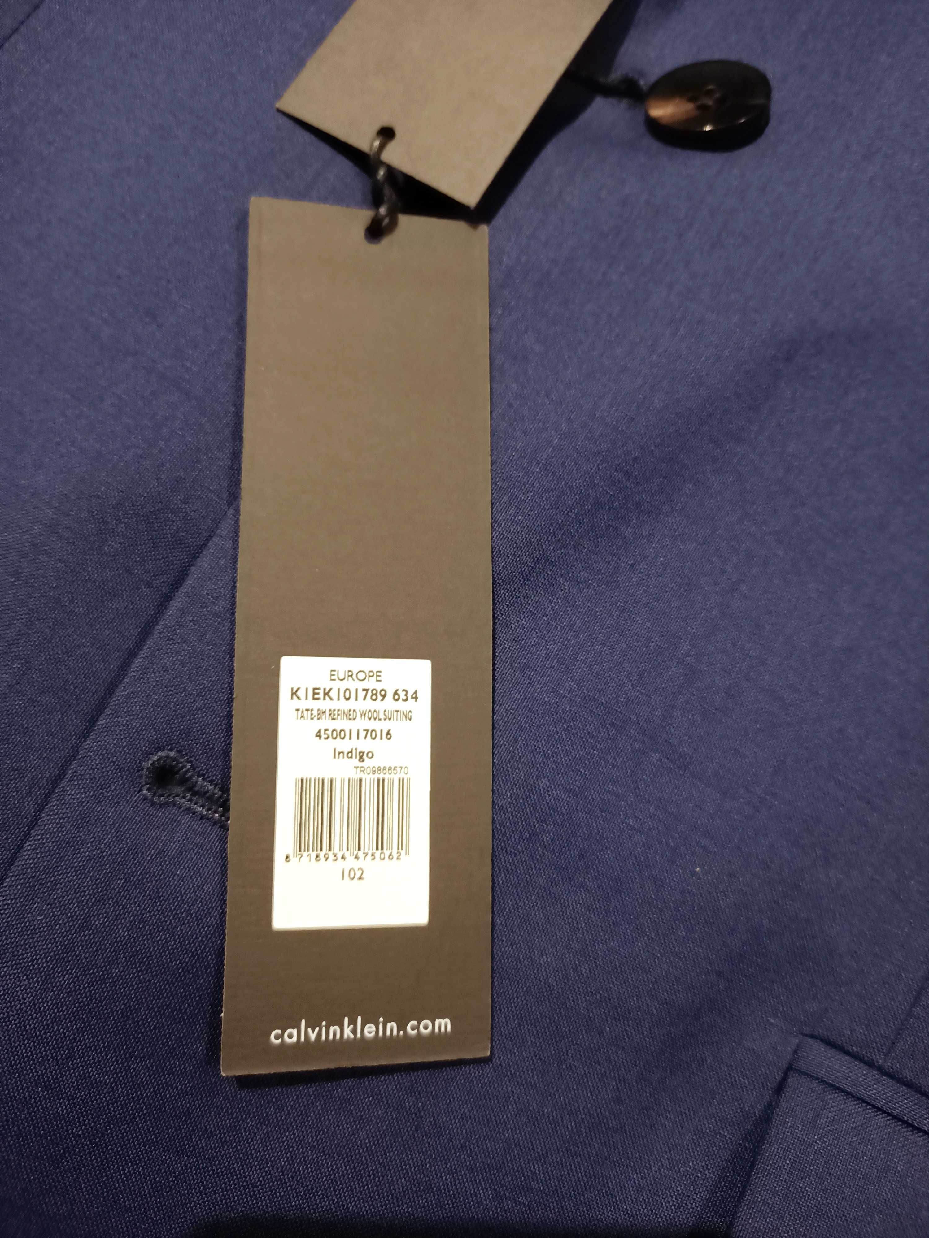 CALVIN KLEIN marynarka wełna 100's rozm. 102 - Indigo