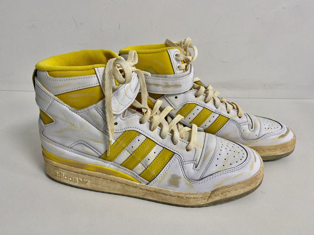 Ténis basquetebol retro Adidas Forum 84 Hi vintage amarelo / Branco tamanho 46 2/3