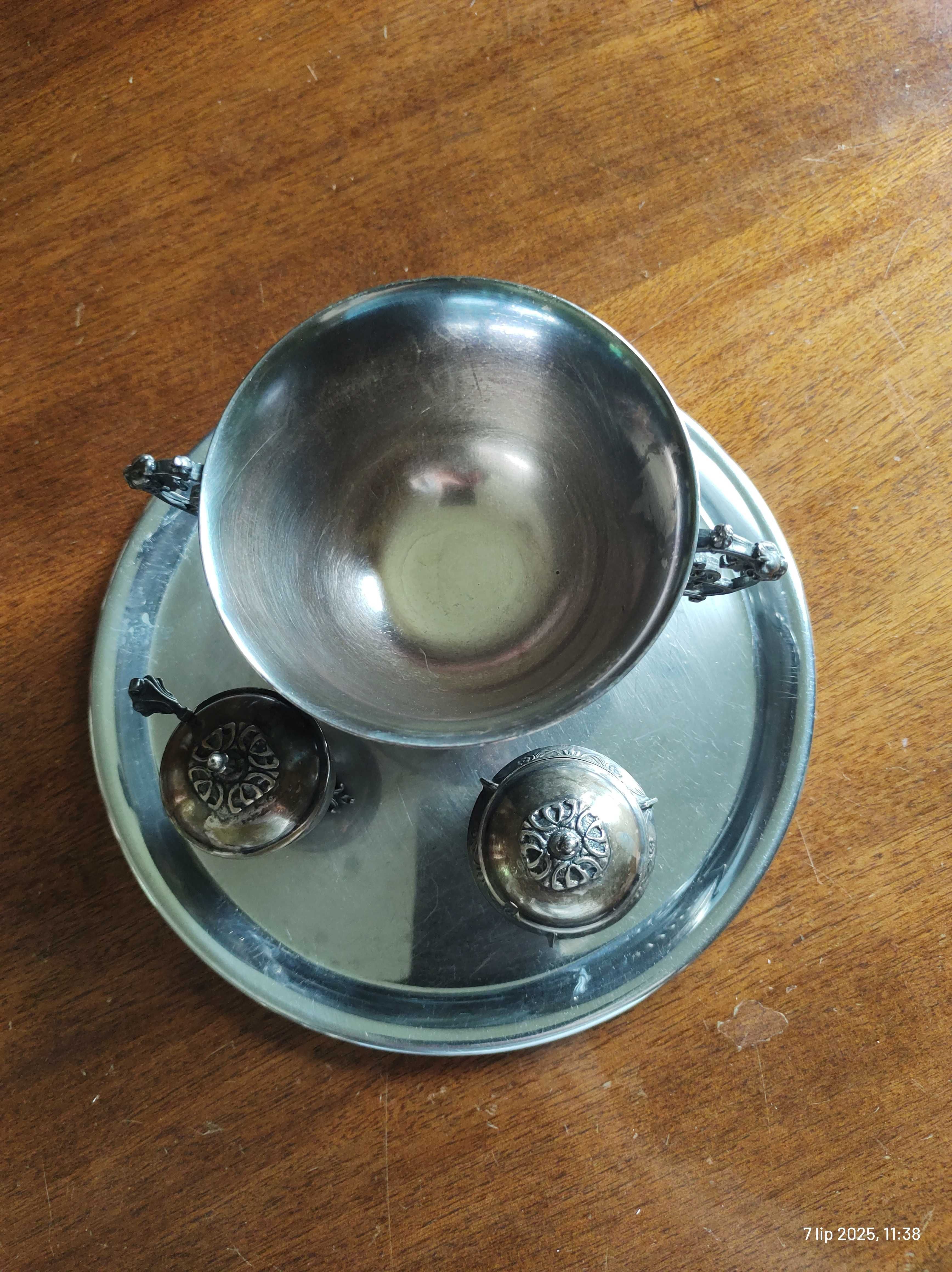 Platerowana cukiernica,pojemnik na sól i pieprz