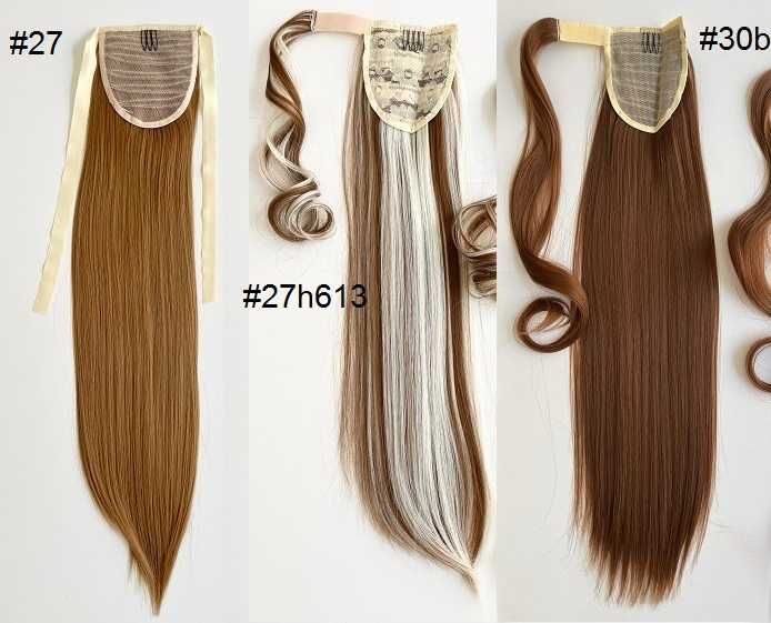 Doczepiany KUCYK kitka 60cm jak Naturalne treska MATOWE ! ciemny blond