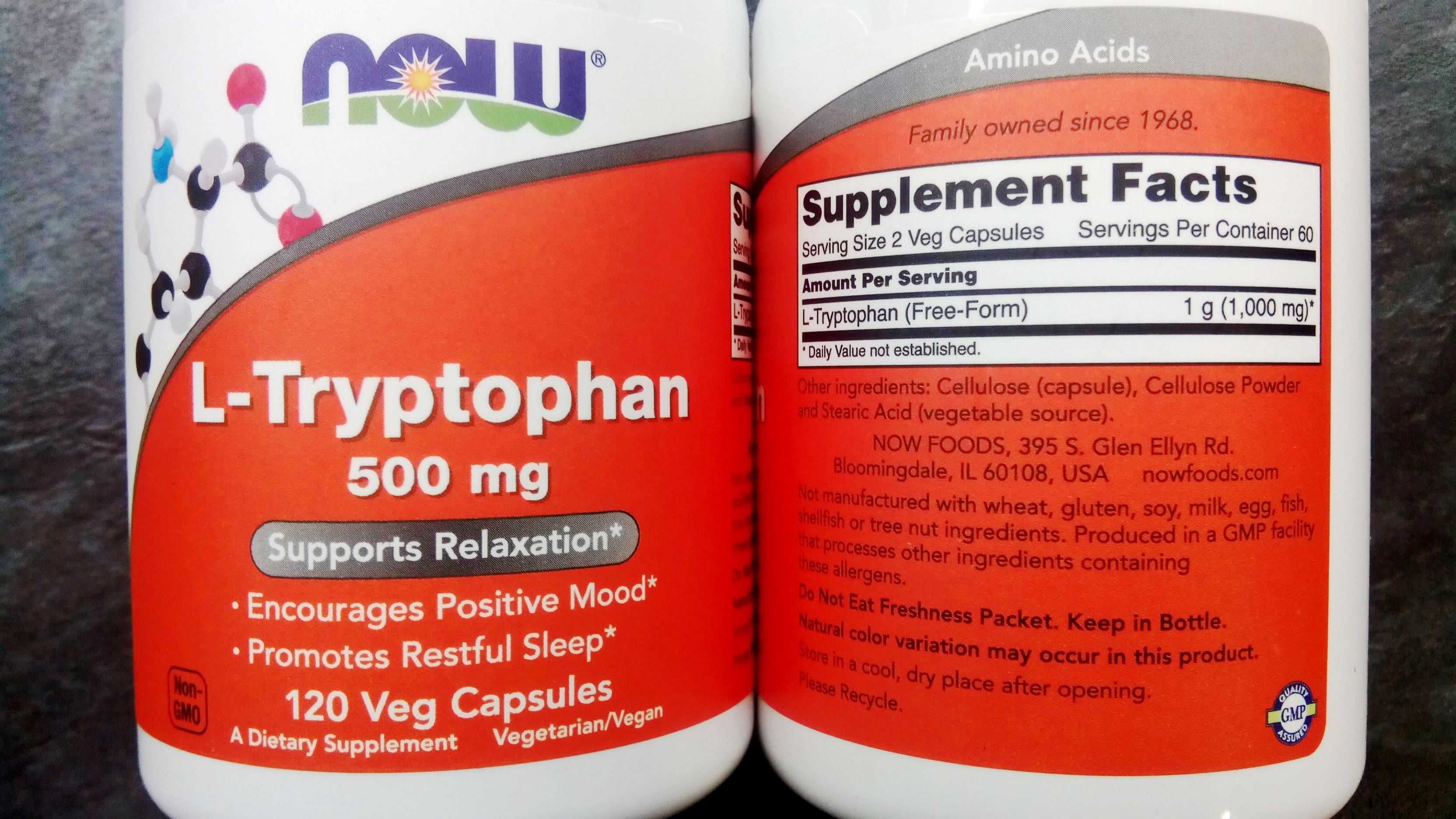 Now Foods, L-Tryptophan 500 мг (120 капс.), L-триптофан, триптофан