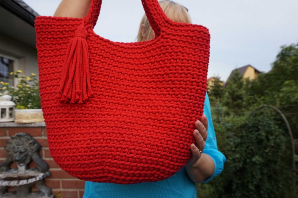 Duża torba ze sznurka bawełn. - różne kolory