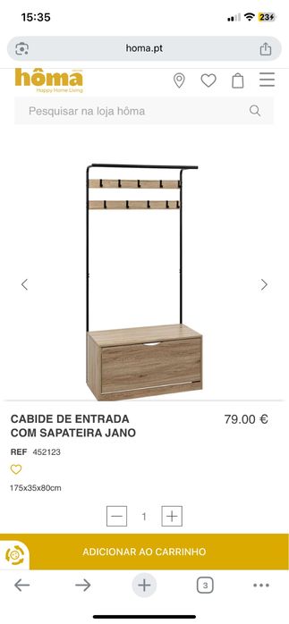 Cabide de entrada com sapateira