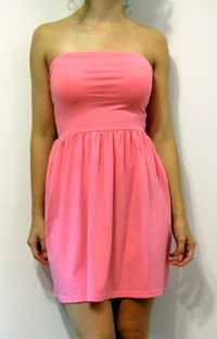 Różowa sukienka z kokardą na placach /F&F/ M-L