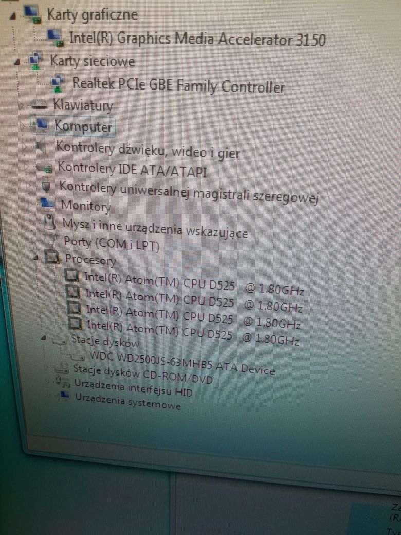 Sprawny minikomputer 4GB 250GB sprzedaż zamiana