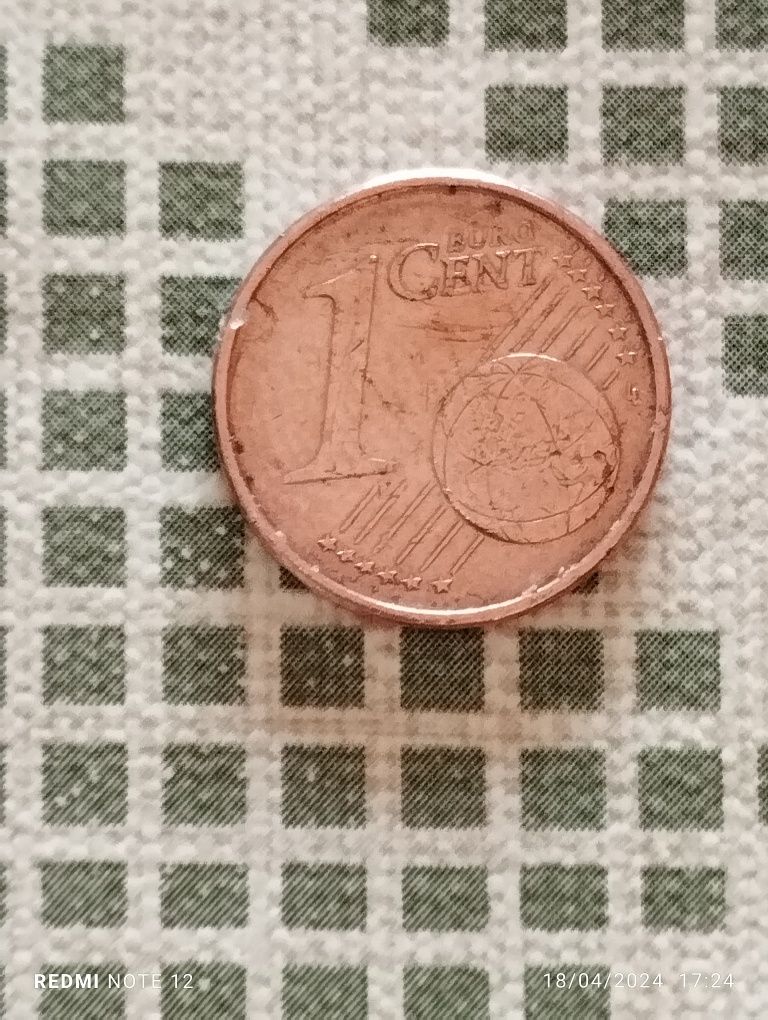 Moeda de 1 cêntimo Alemã 2002 c/ letra (A)