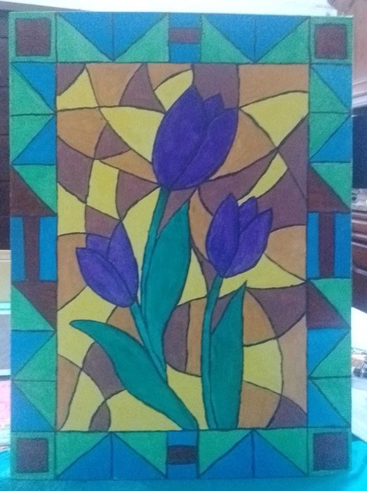Quadros pintados à mão, com tintas acrílicas...
