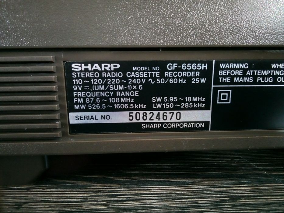 SHARP GF-6565 Stereo Radio Cassette Recorder