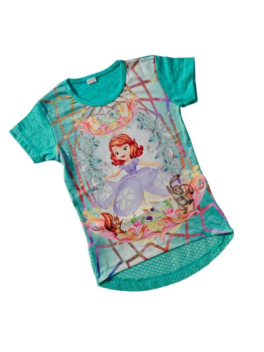 Tunika turkusowa dla dziewczynki bluzka krótki rękaw nowa WYS-Ż 98-104