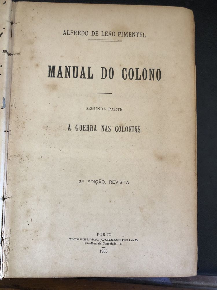 Manual do Colono de A. L. Pimentel ano 1906