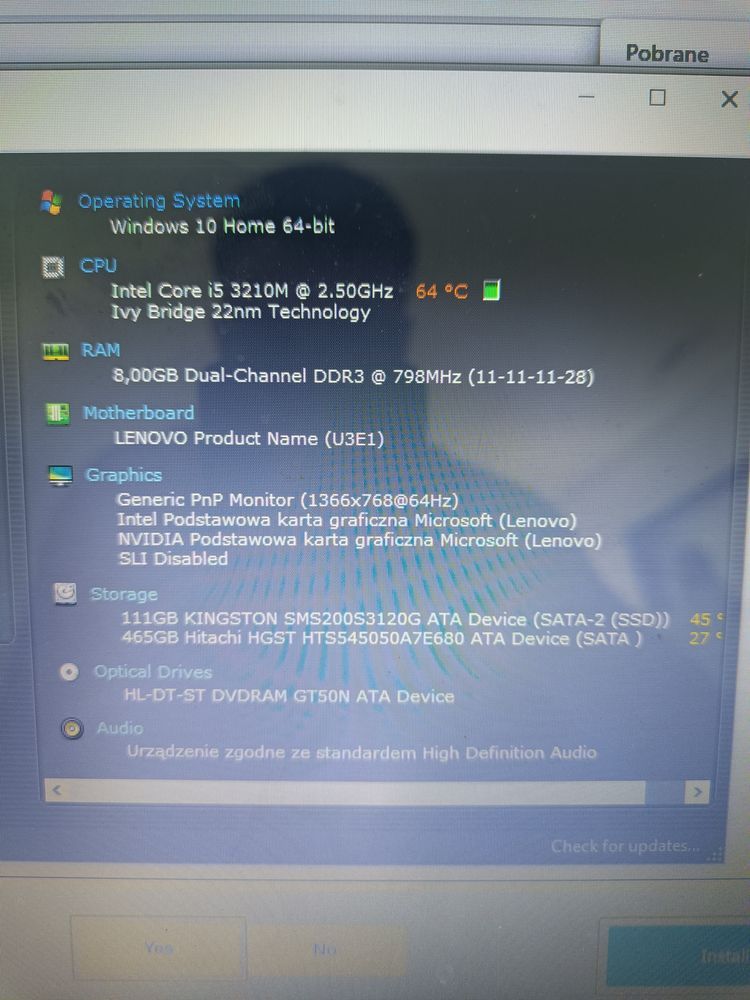Lenovo Y580 SSD 8 GB RAM