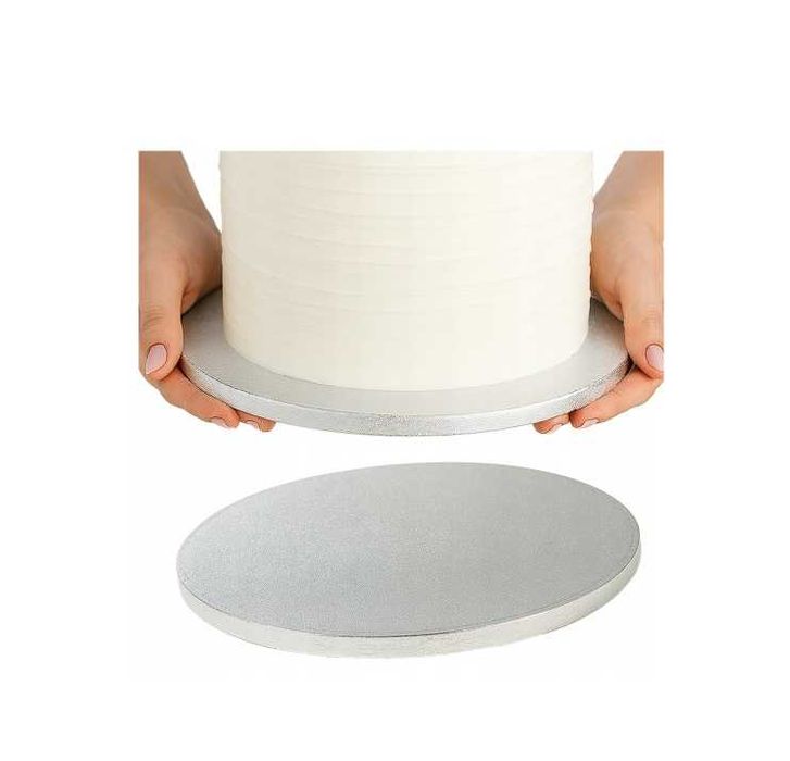 Podkład pod tort angielski srebrny 30 cm/ 12 mm okrągły gruby
