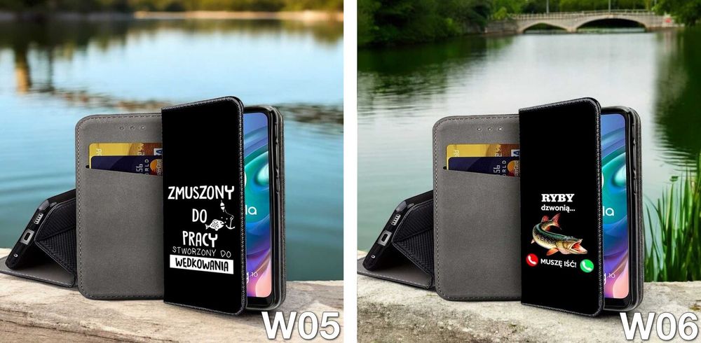 Etui zamykane wędkarskie do Samsung Galaxy M12 ! Karp szczupak lin