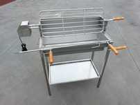 Grelhador Inox AISI 304 -3Frangos c/ Espeto Pernil e Prateleira Apoio