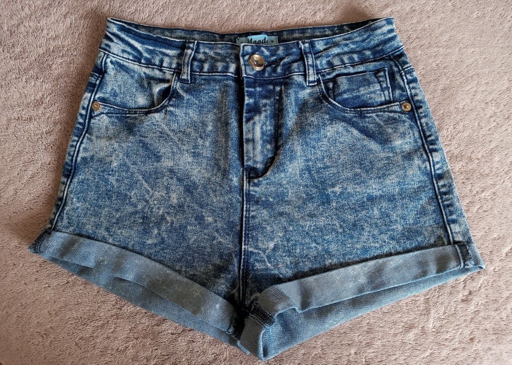 Szorty spodenki damskie jeans wysoki stan Moodo XS 34