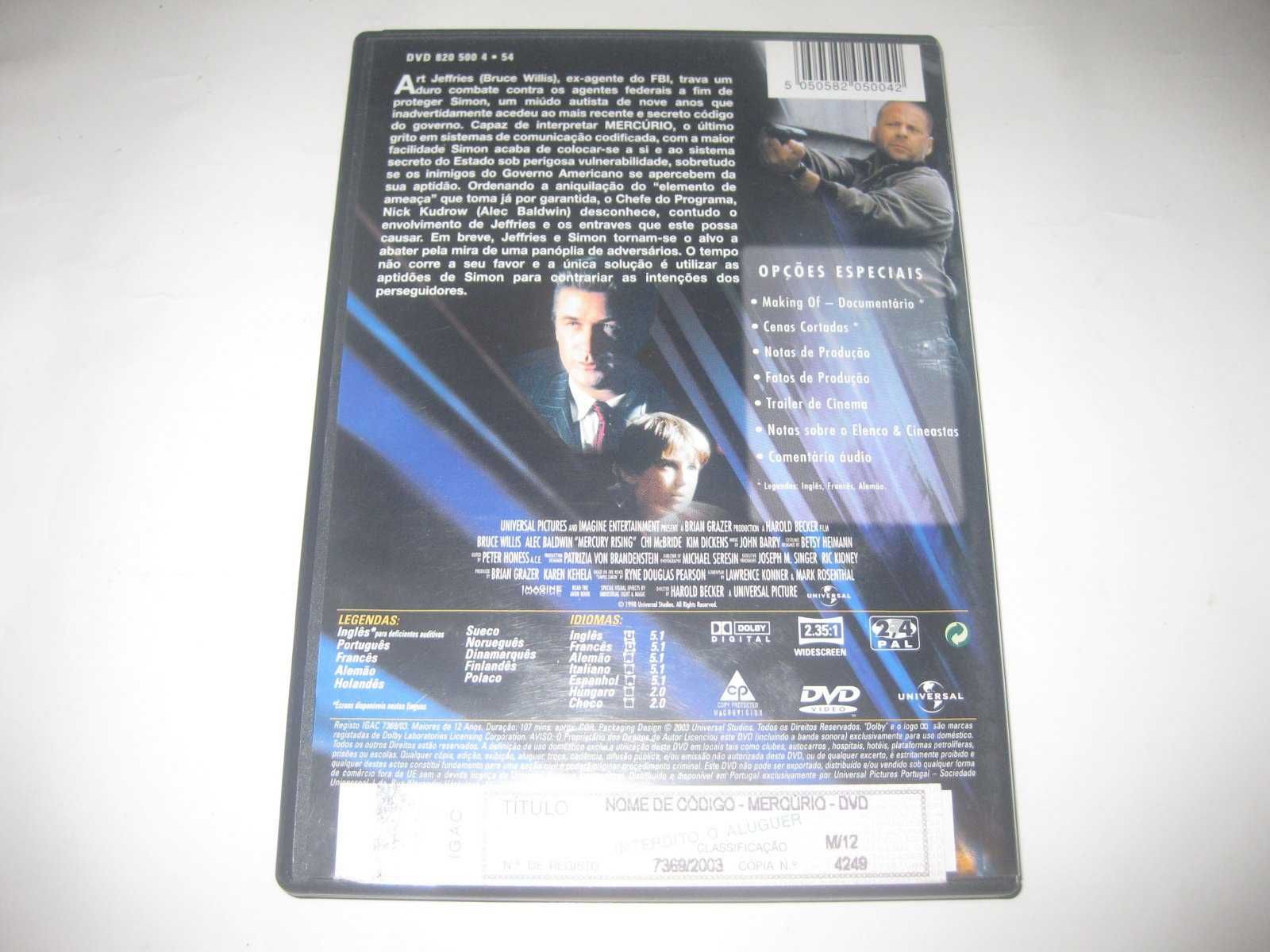 DVD "Nome de Código: Mercúrio" com Bruce Willis