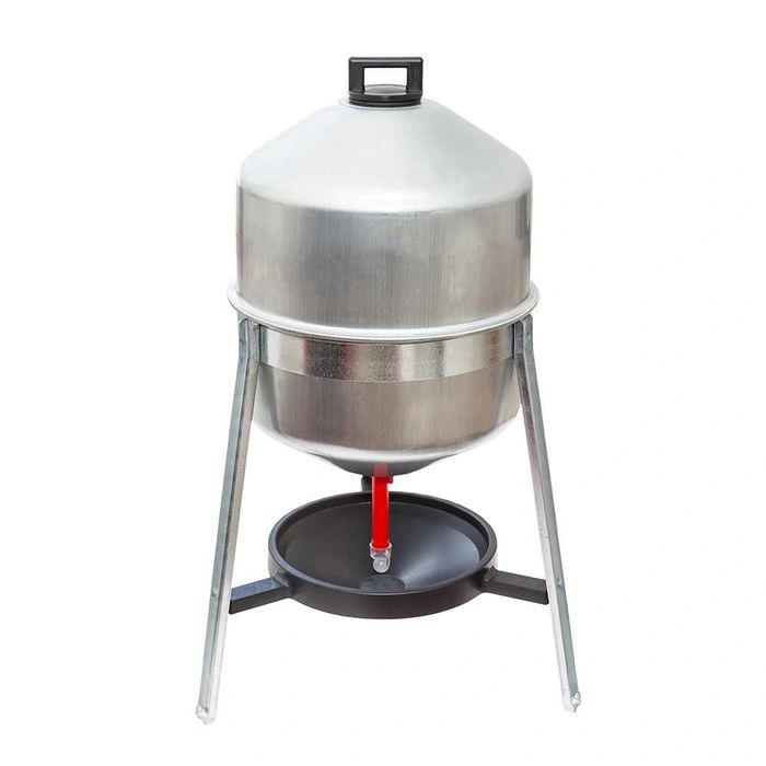 Poidło dla drobiu z zasobnikiem 30 L – ocynk, na nóżkach