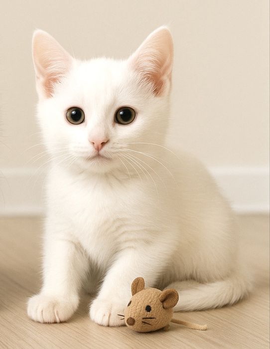 Біле кошеня 2м котята красивый белый котенок