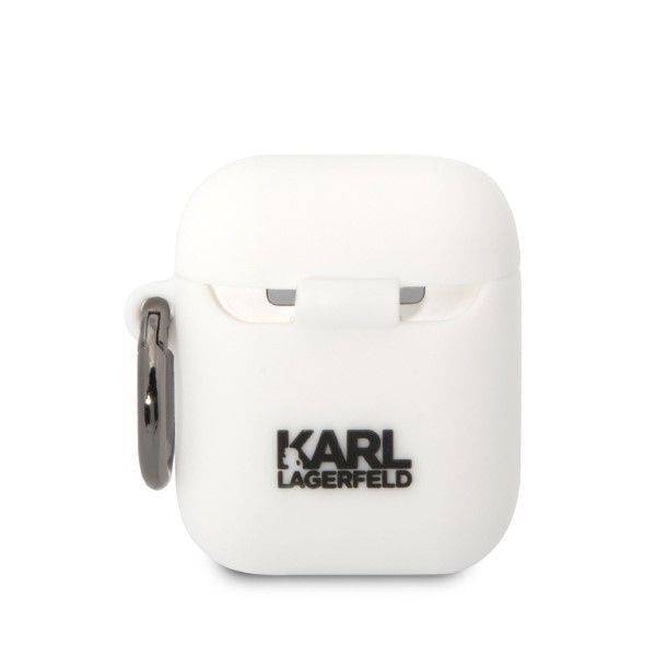 Etui na Airpods 1/2 Karl Lagerfeld Choupette Head 3D - Biały