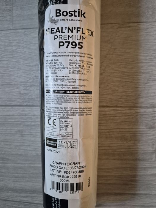 Bostik uszczelniacz poliuretanowy P795 Seal’N’Flex Premium grafit 600m