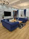 kanapa chesterfield magic velvet czesterfild niebieska