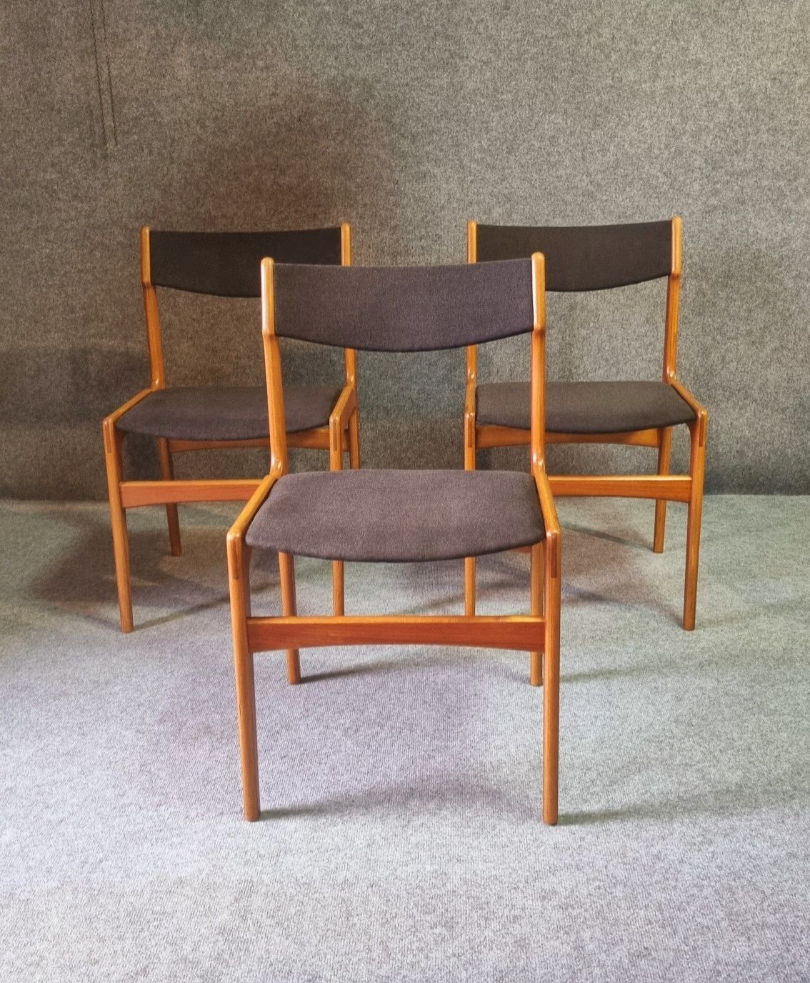 Duńskie Krzesła 3szt w Stylu Erik Buch Design Teak lata60
