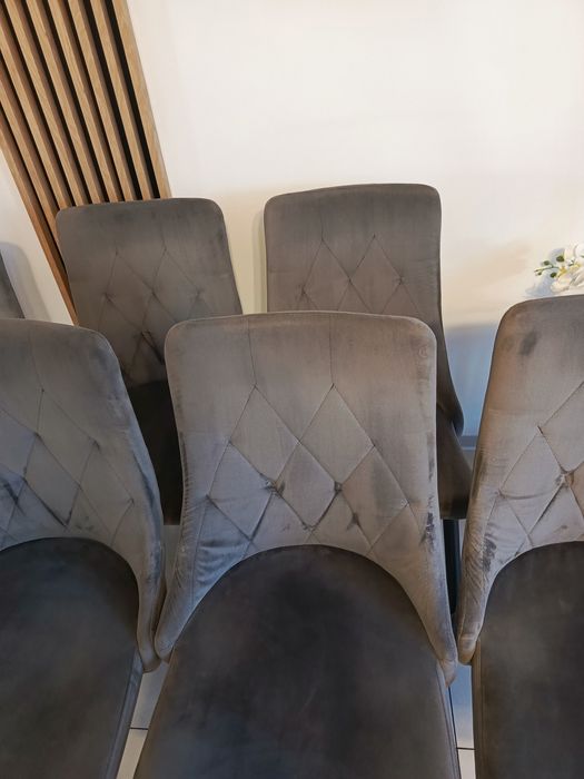 Welurowe krzesła 6 sztuk szare