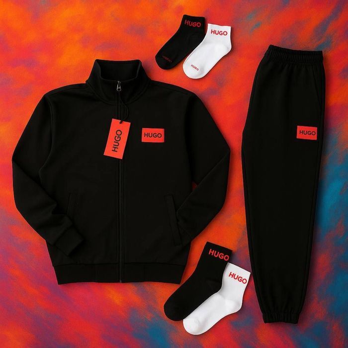 Мужской КОСТЮМ HUGO BOSS черно-белый, черный кофта штаны на Осень топ