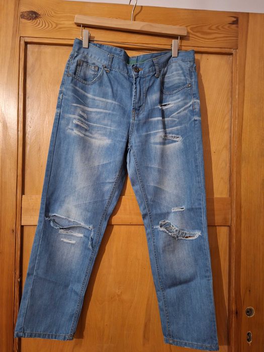 Jeansy, boyfriendy, dziury, Denim Co., r. 38