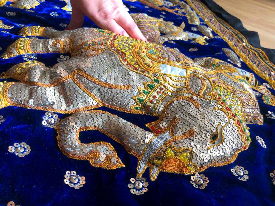 Гобелен вінтаж Burma Kalaga ручна робота М'янма Калага об'ємні фігури