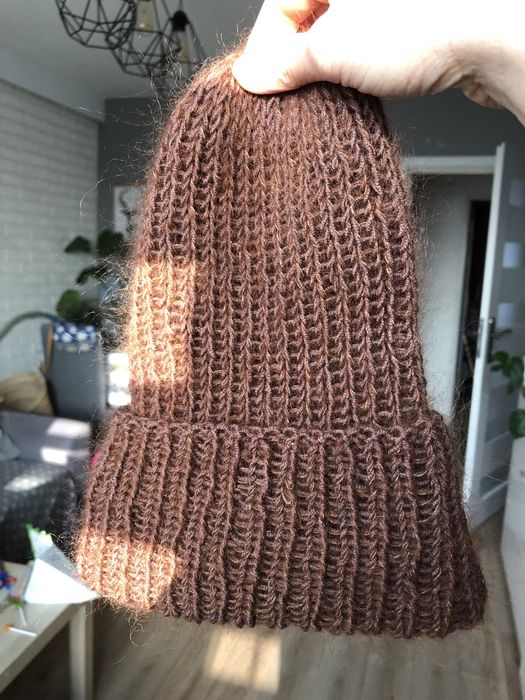 Czapka na drutach handmade alpaka i moher