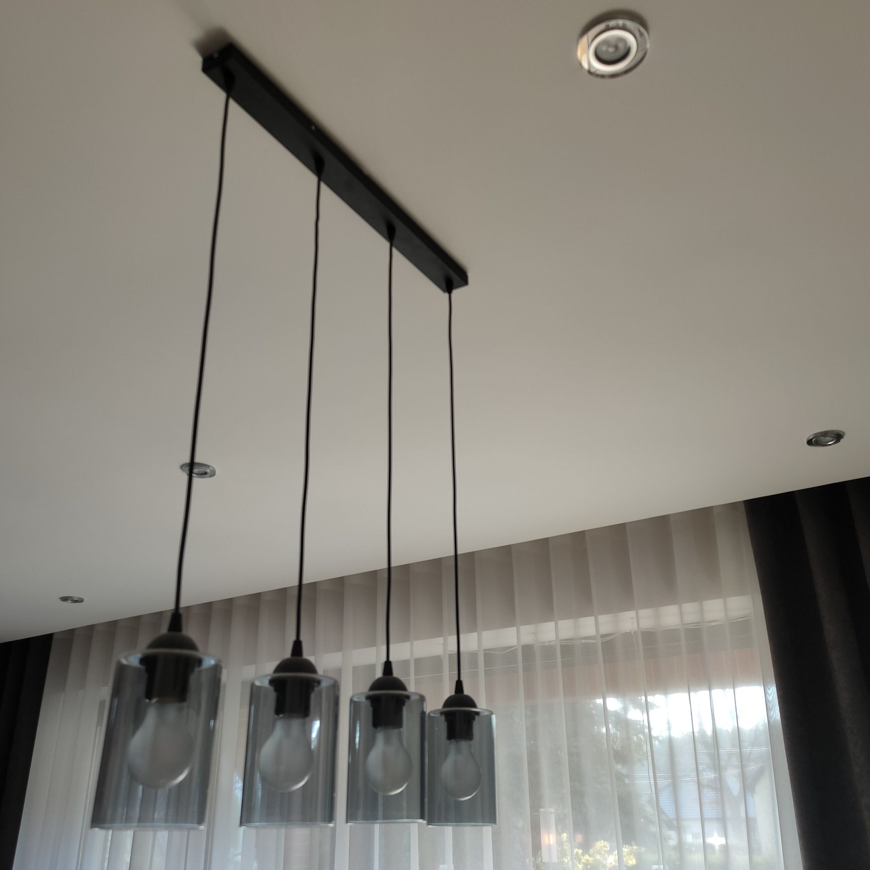 Lampa sufitowa wisząca szkło dymione