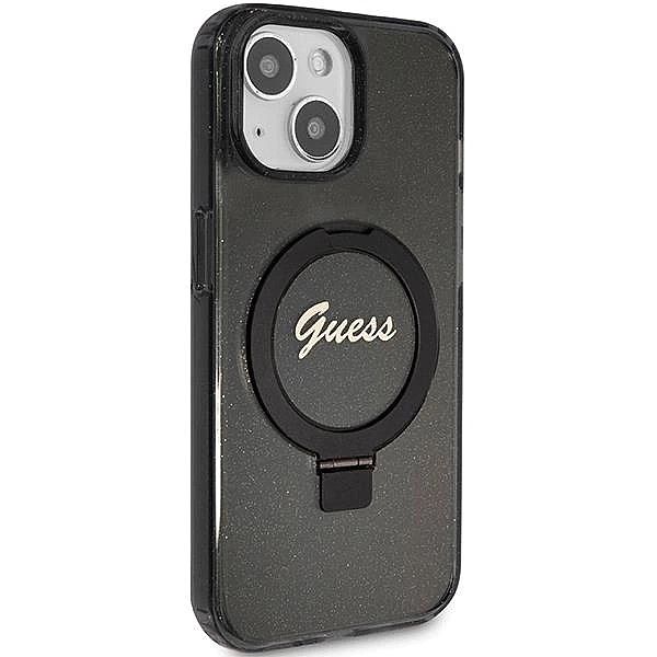 Etui Guess Ring Stand Script Glitter MagSafe na iPhone 15 Plus / 14 Pl