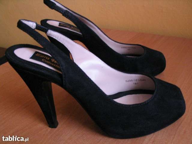 Szpilki ZARA - czarne, zamszowe, roz. 36.