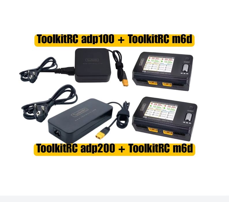 Комплект зарядка і блок ToolkitRC m6d і ToolkitRC adp100, adp 200