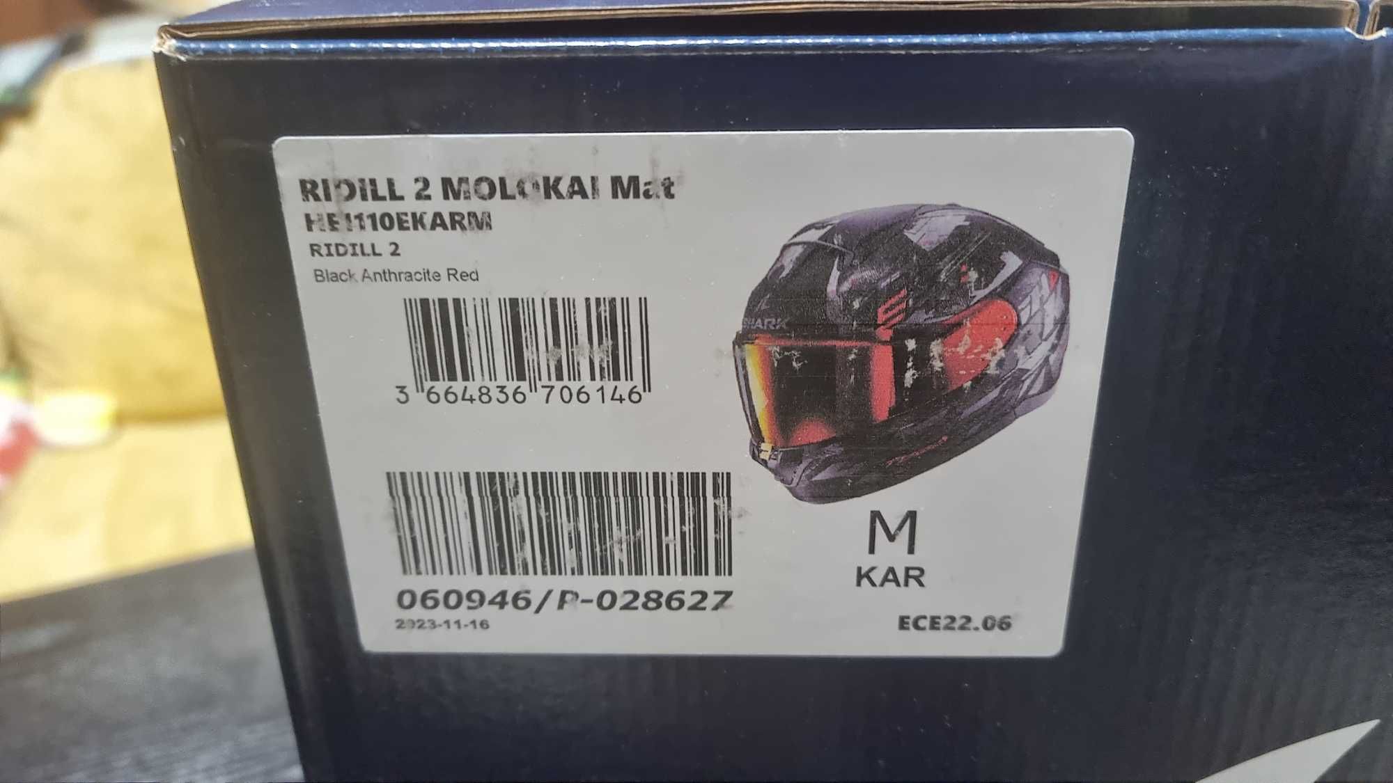 Kask motocyklowy Shark Ridill 2 Molokai czarno-czerwony, rozmiar M
