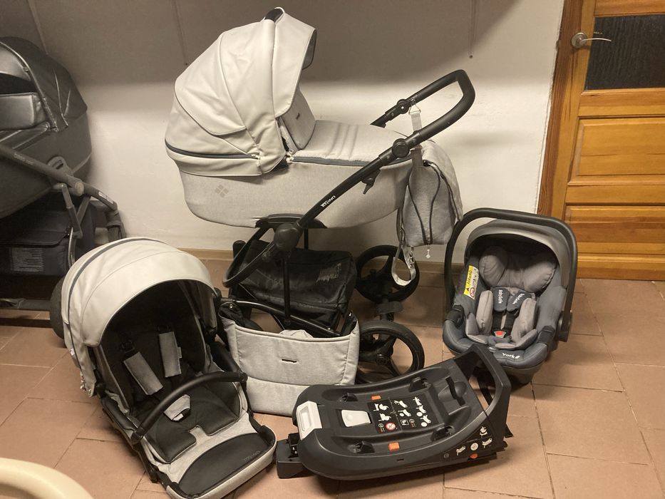 Wózek BEBETTO TORINO  2w1 / 3w1 / 4w1 baza Isofix Jasno Szary