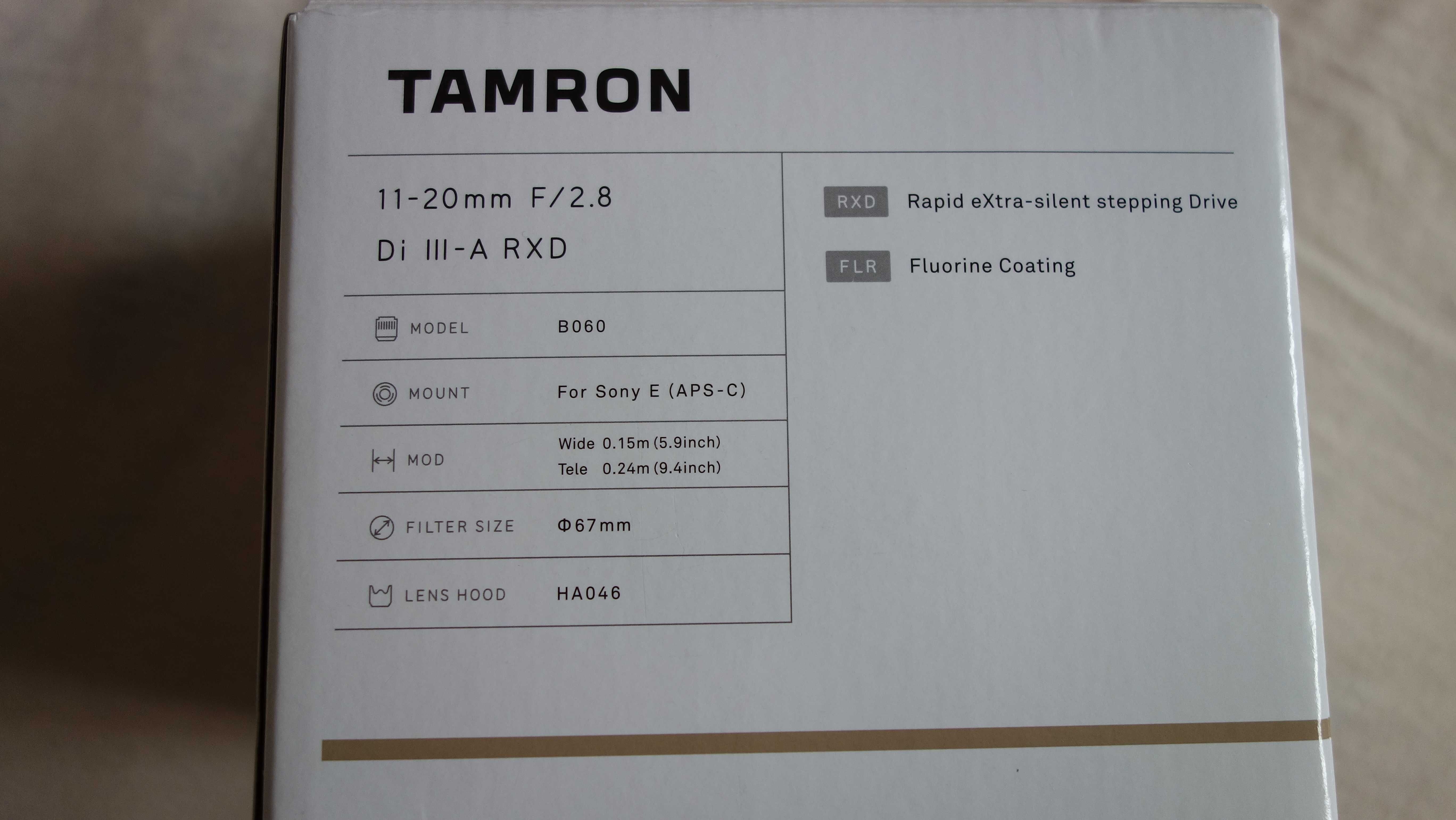 Tamron 11–20 mm F/2.8 Di III-A RXD