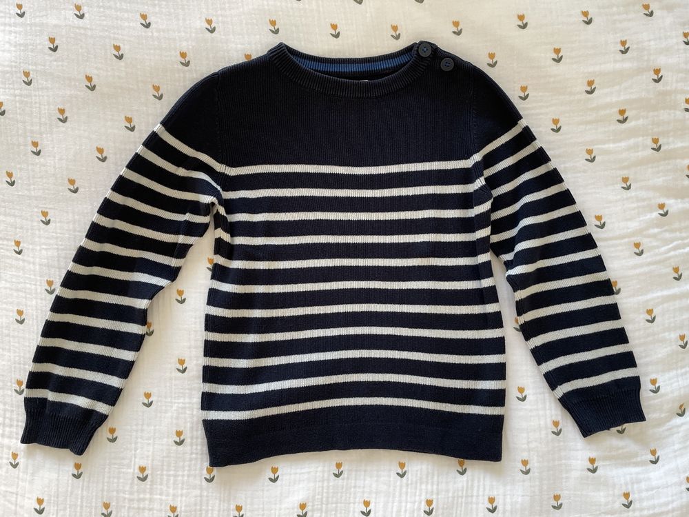 Camisola de malha às riscas navy (8 anos)