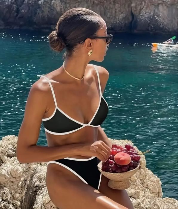 Купальник черно-білий