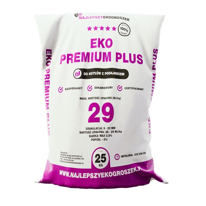 Najlepszy EKOGROSZEK-EKO PREMIUM PLUS popiół do 3% 29-27Mj transport