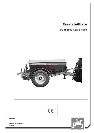 Katalog części Rozsiewacza nawozów Amazone ZG -B 5500, ZG-B 8200