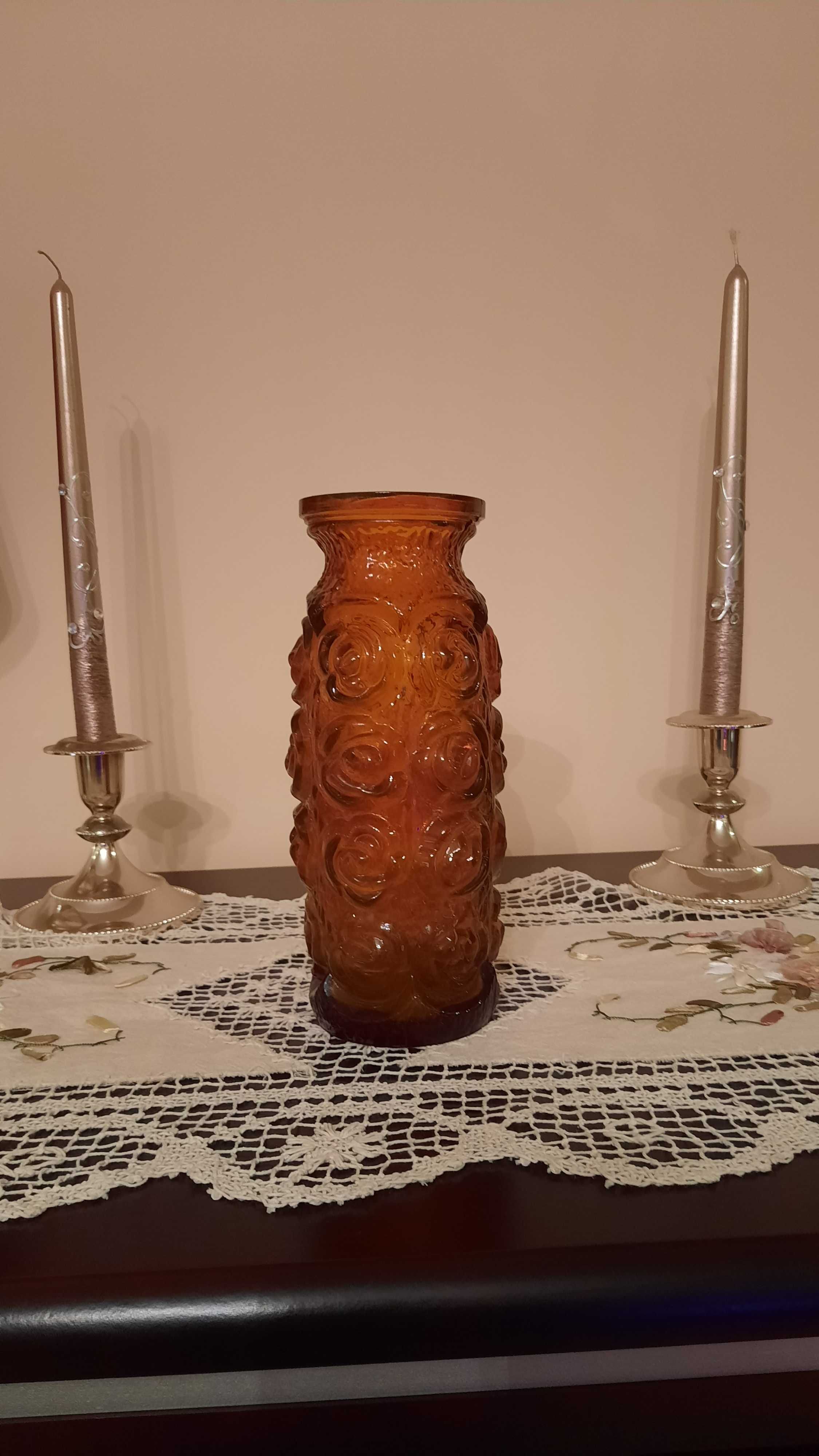 Wazon vintage Róże Huta Laura Tarnów PRL
