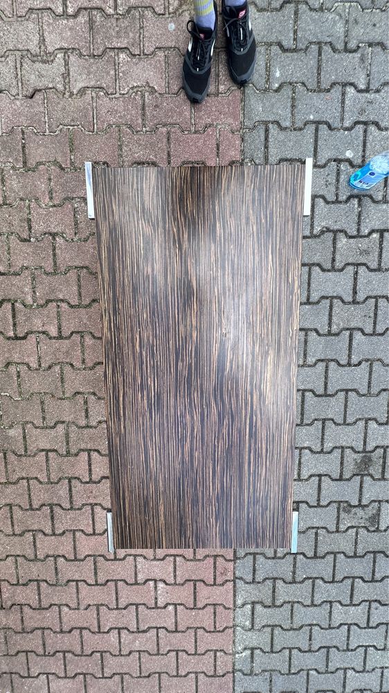 Ława drewniana ciemna z metalowymi nogami