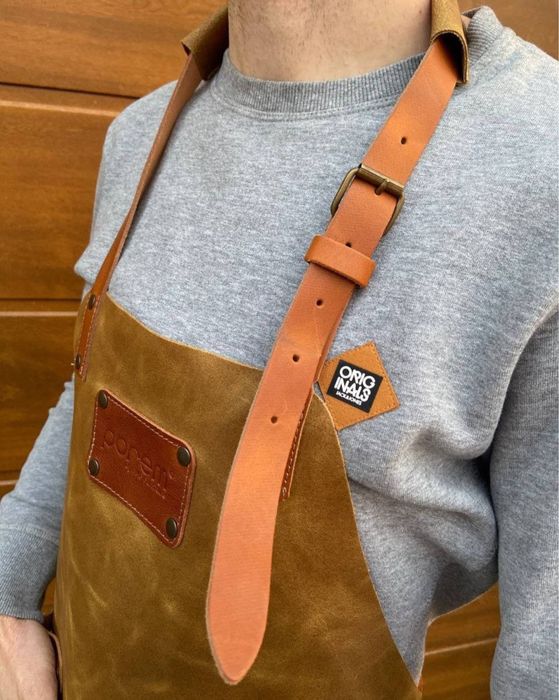 Шкіряний фартух для бармена, кухаря, офіціанта, бариста