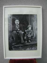 Stary kolekcjonerski obraz w ramie 72 x 53 Charlie Chaplin