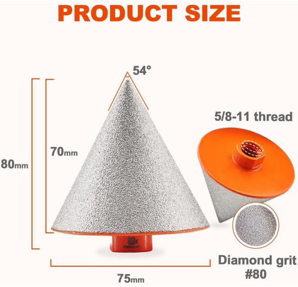 Stożek diamentowy frez 2-75mm M14 do gresu